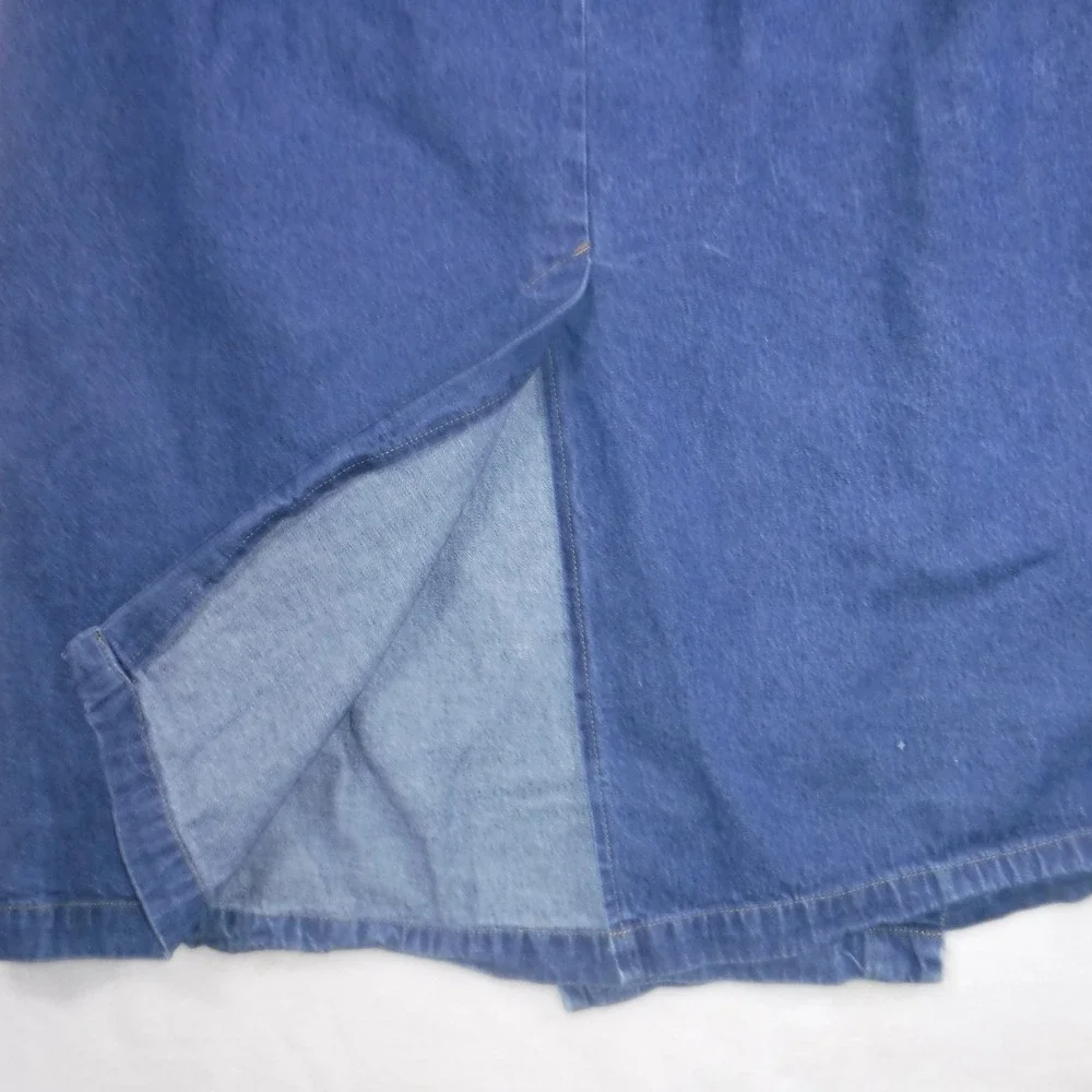 VTG Original TY Wear Denim Wrap Skirt Women 20W Blue Midi Buffalo Nickel Buttons - Picture 6 of 9